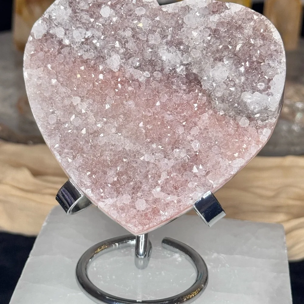 Blush Pink Ombré Amethyst Agate Heart Extra High Quality - Picture 2 of 7